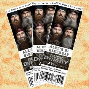 Duck Dynasty Ticket Invitation, Birthday Party..