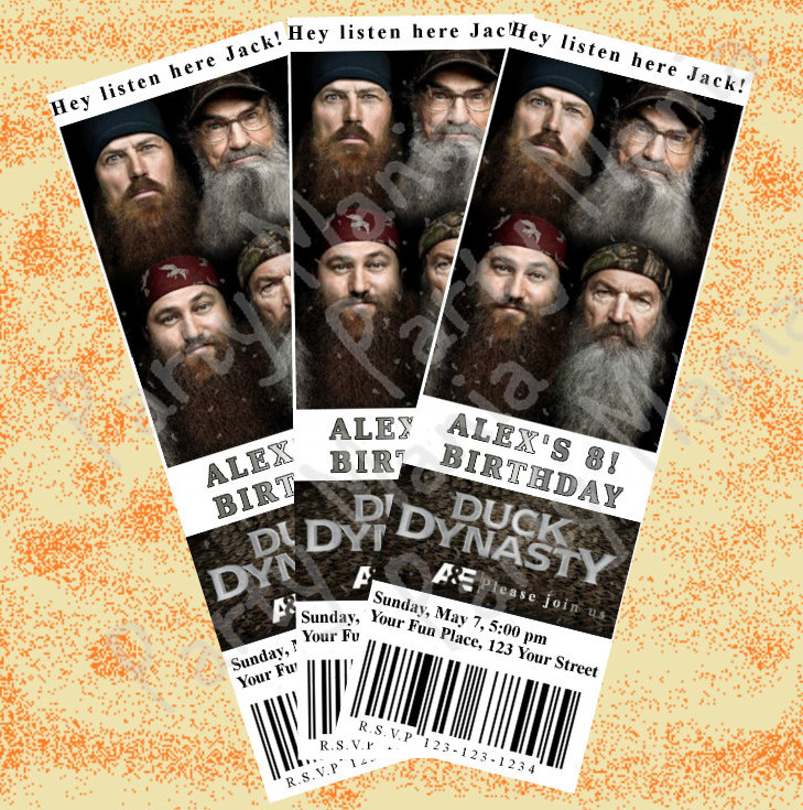 Duck Dynasty Ticket Invitation, Birthday Party Invitation, With Or ...